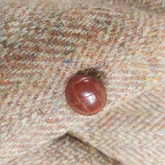 Harris Tweed 38R Tan Sport Coat Leather Buttons - Picture 11 of 12